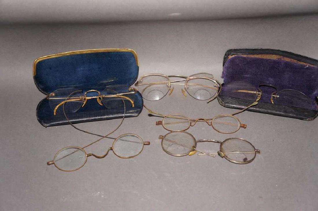 Antique Eyeglasses Grouping, Gold Frame (1 of 3)