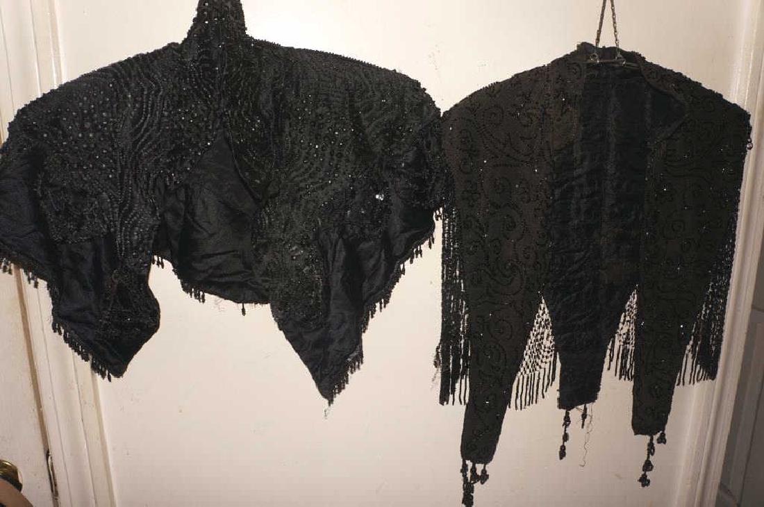 Black Victorian Glass Beaded Caplets, Shawl (1 of 4)