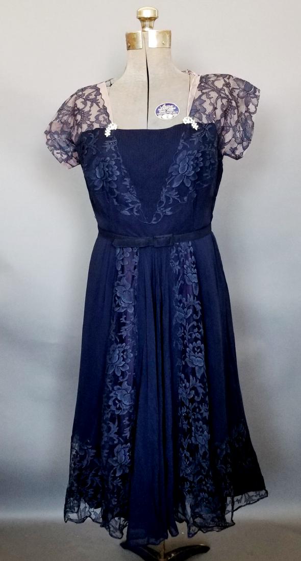 Vintage Navy Cocktail Dress (1 of 6)