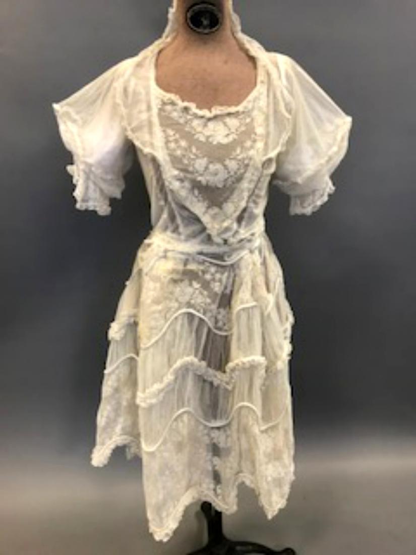 White Net Lace Two Piece Dress (1 of 6)