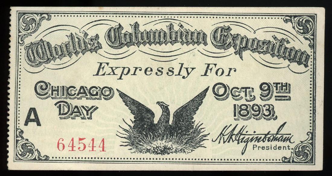 1893 CHICAGO WORLDâ€™S FAIR DAY PASS (1 of 2)