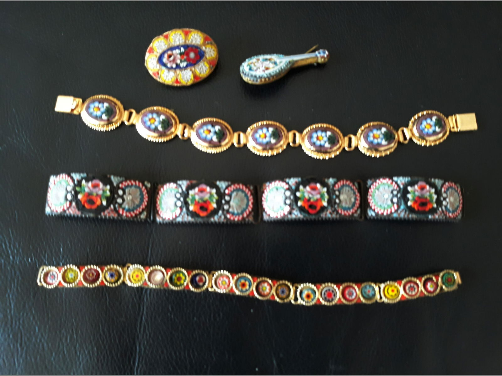 Grouping of Micro Mosaic Bracelets & Pins (1 of 4)