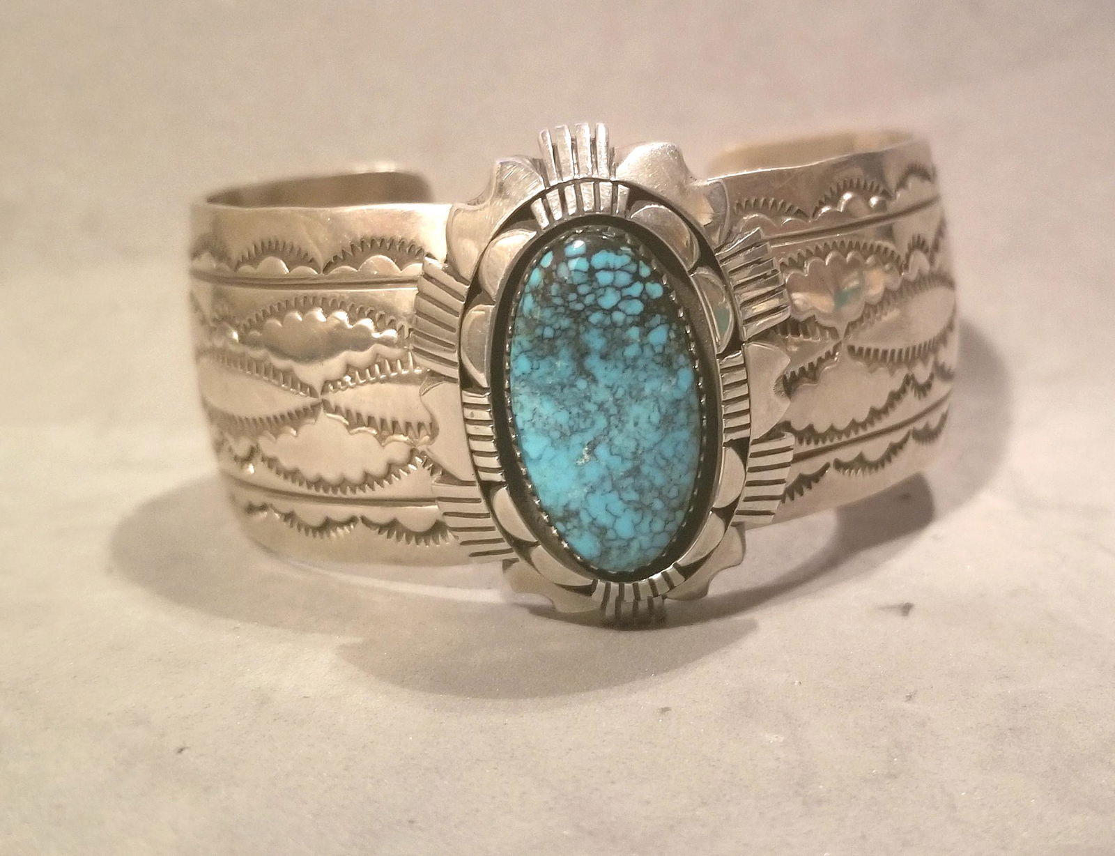 Antique Navajo Turquoise & Sterling Cuff Bracelet (1 of 4)