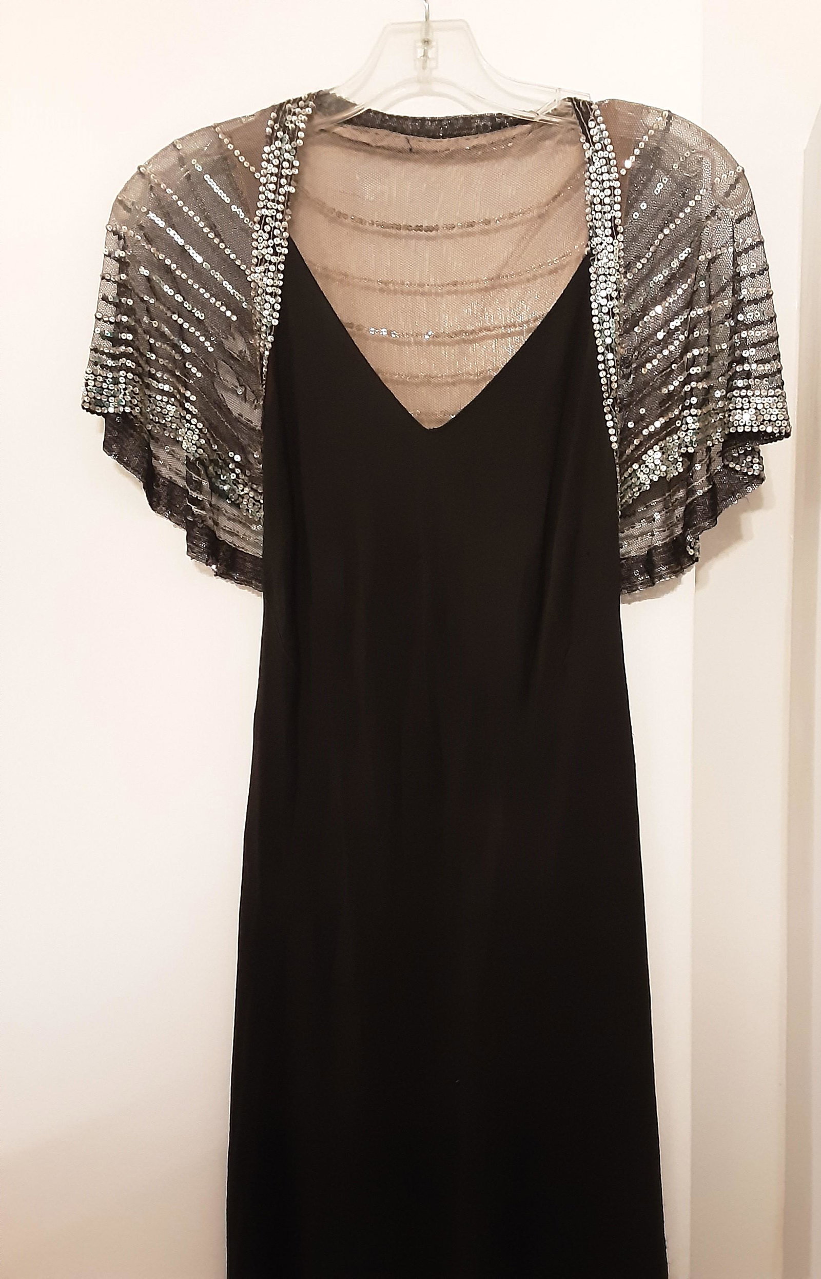 Vintage 1920's Lace & Sequins Dress: 1920's Sequins, Lace Nylon Evening Dress.