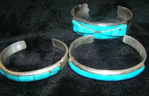 Lot of 3 Bracelets: sterling and turquoise