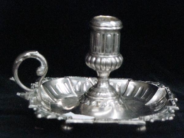 Ornate Chamber Stick: With silver hallmarks- 8.02 troy oz
