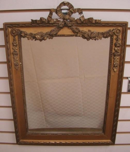 Gilt Mirror: French classical ornate scrolls and flowers-some gilt loss