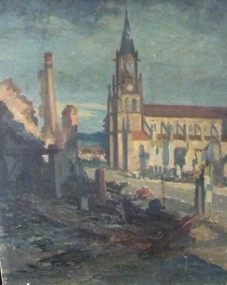 Georges Plasse Oil on Canvas: Architectural and Canal View-signed and date 1916 24" x 20"