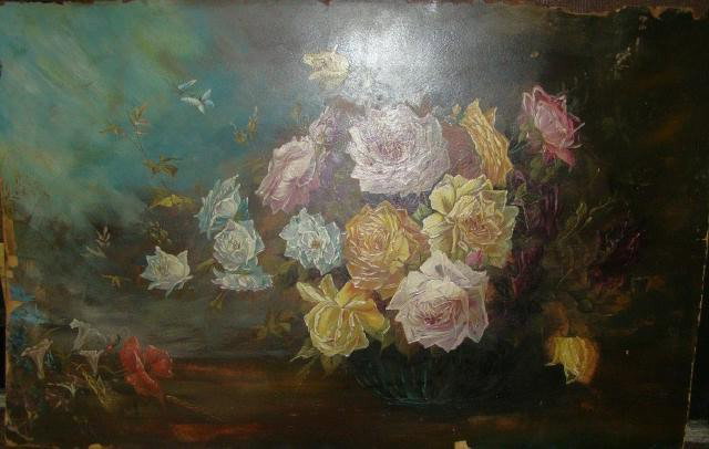 O/B C. Evans Floral with: butterflies 34" x 22"