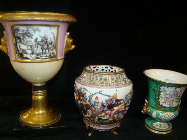 3 Piece Lot, Sevres, Early Capodimonte and: Paris porcelain vase lot