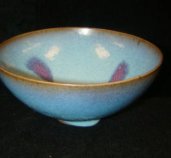 Early Chinese Glazed Pottery Bowl: 7.5" w