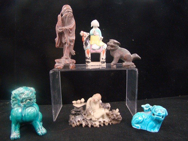 6 Asian Figurines: various sizes