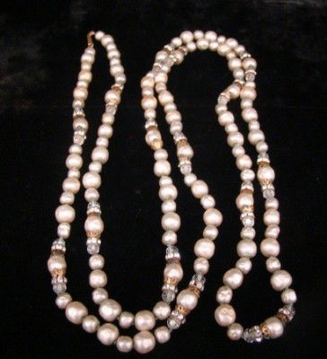 Miriam Haskell Necklace: pearl 58"