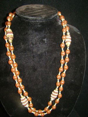 Miriam Haskell Necklace: double strand brown tone