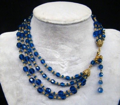 Miriam Haskell Necklace: blue beaded