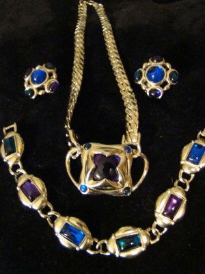 Trifari Necklace, Earrings: modernist design