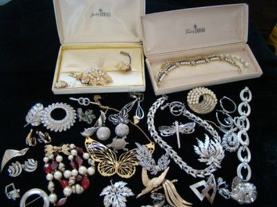 Lot of Mostly Trifari necklaces: ,bracelets etc