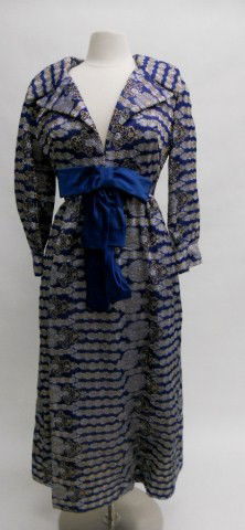 Vintage 60's Pat Sandler Evening Gown: Silver and Metallic Thread; Condition; Excellent; Size 8