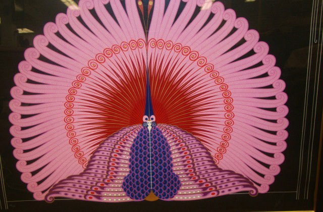 Large Erte Signed Serigraph: Gold Frame 37 x 64 Condition VG