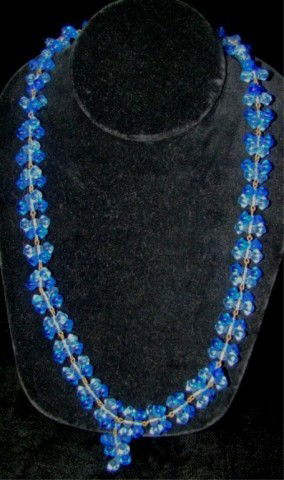 Miriam Haskell Blue Glass Necklace: Long Condition VG/G