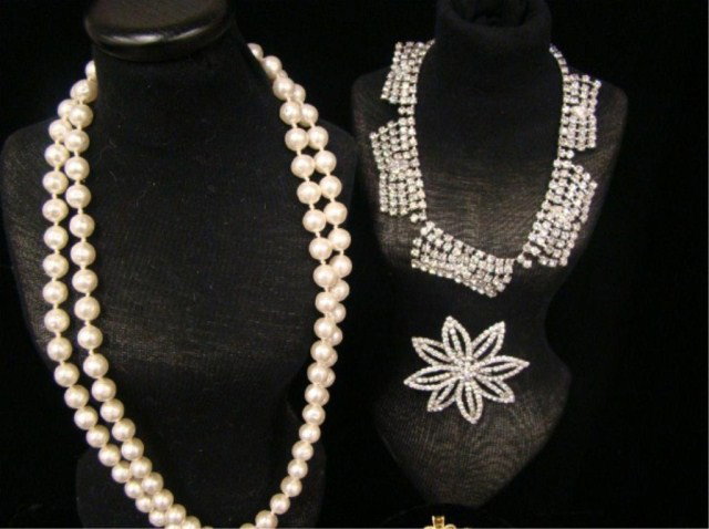 1950's-60's Mixed Jewelry Lot: Brooches, Necklaces, Etc