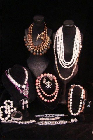 Mixed 1950's Lot, Miriam Haskell and: Assorted Necklaces, etc- Minor Pitting to Brass on Haskell Necklace, Condition VG/G