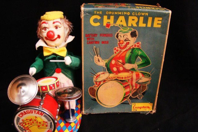 Charley the Drumming Clown: with Original Box, Battery Operated Condition VG