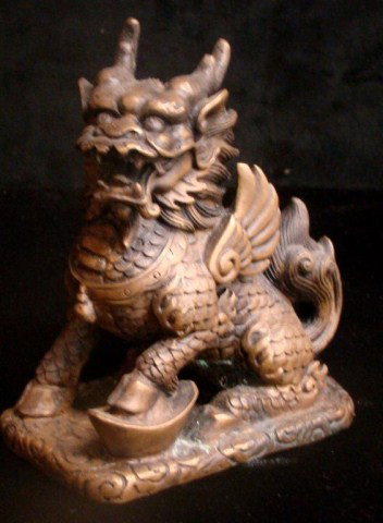 Bronze Foo Dog: 5" x 5" Condition VG