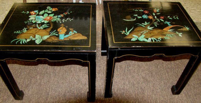 Pair Chinoiserie Tables - Katherine Henrick: Lacquered Tables Condition VG