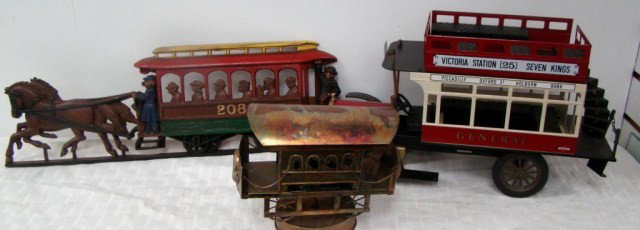 Lot of 3 Sightseeing Toys: Bus, San Fran Trolley, Horse Drawn, Bus