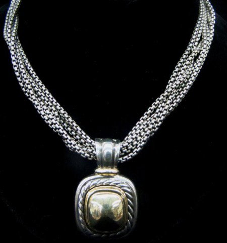 14k Gold / .925 David Yurman Necklace: Mixed Necklace Condition VG