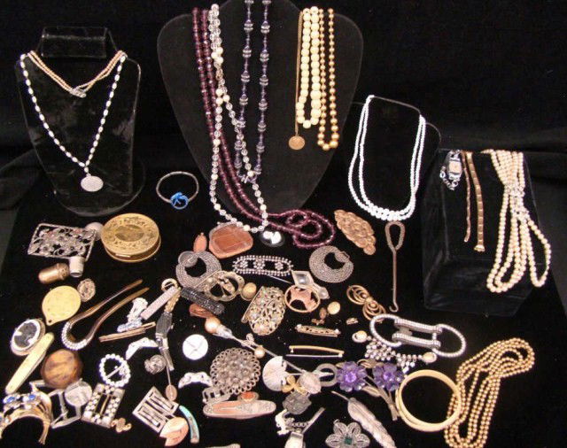Huge Victorian Jewelry Lot: Beads, Bracelets, Watches, etc Condition VG/G