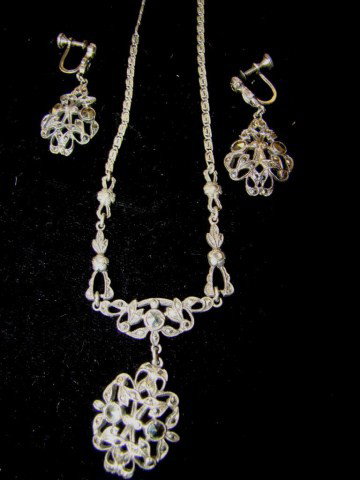 Marcasite and Sterling Lot: 3 Piece Set