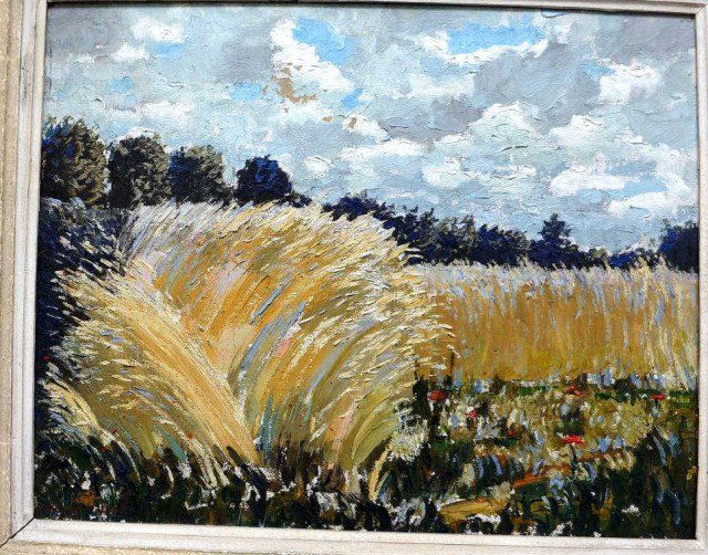 Norman Lloyd, Oil on Canvas 1946 France: Summer in France Minor Paint Loss at Top 16.25" x 13" Condition VG/G