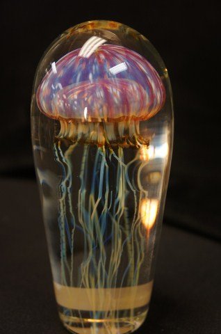 Rick Satava Jellyfish Paperweight: golden ruby paperweight 6"