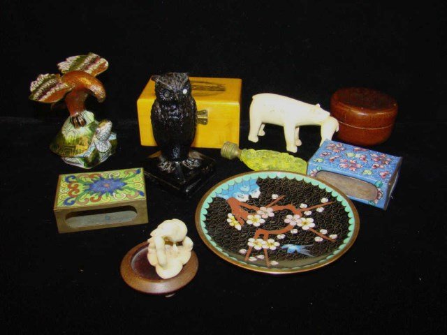 Mixed and Assorted Lot Including Figurines: cloissone, world expo tureen box etc.