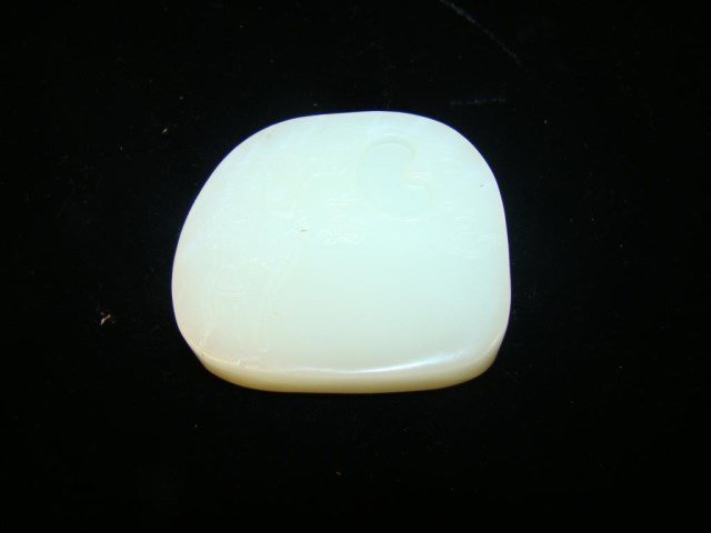 Carved White Jade Ink-stone: White jade ink-stone, china, carved with cloud pattern 2.75" x 2.25" "VG/G