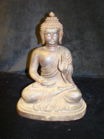 Large Iron Buddha Statues: Buddha statues, 18c. Cross-legged sitting position, his hands were buddhist posture. 11.5" Condition VG/G