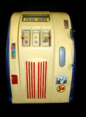 Champion Slot Machine: champion 5 cent slot machine with key, 14" x 9.5" Condition vg/g