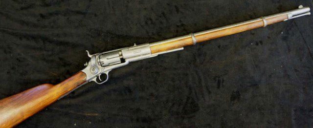 Boy's Child's) Cap Gun Rifle: modeled after the 1859 colt revolver. Condition vg/g