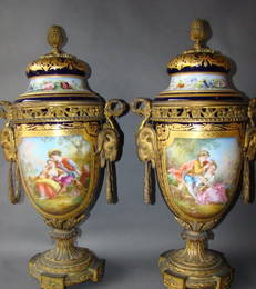 Pair of 19c French Sevres Urns