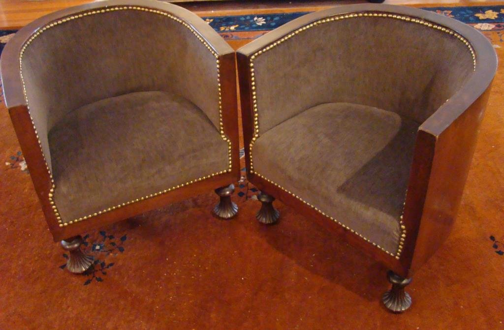Pair of 19c Vienna Chairs: barrel chairs 24" Condition vg/g