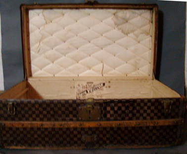 Louis Vuitton Trunk: antique louis vuitton truck with original paper label 35.5" x 13.5" x 20"