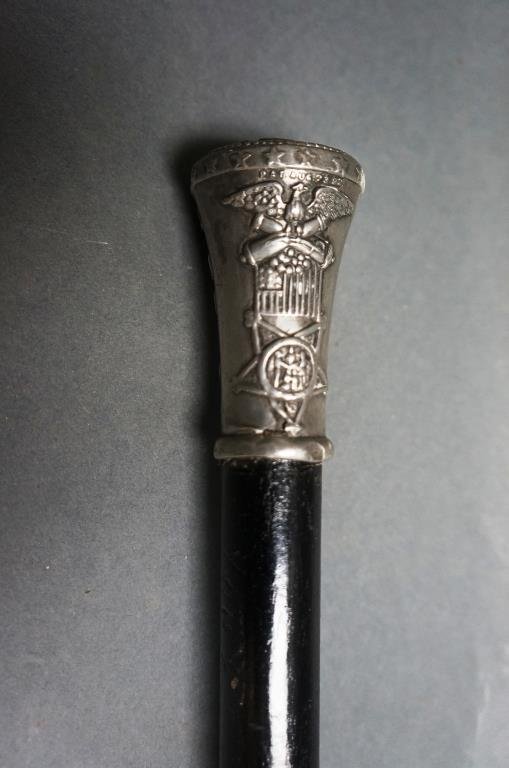 U S Army Ornate Top Walking Stick: ornate top with figure of gentleman