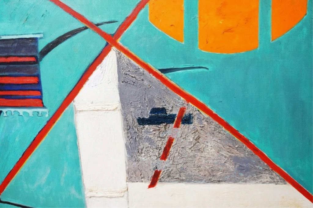 Abstract Expressionist Signed Murphy 1950: measures overall frame 39" x 45" Condition vg/g