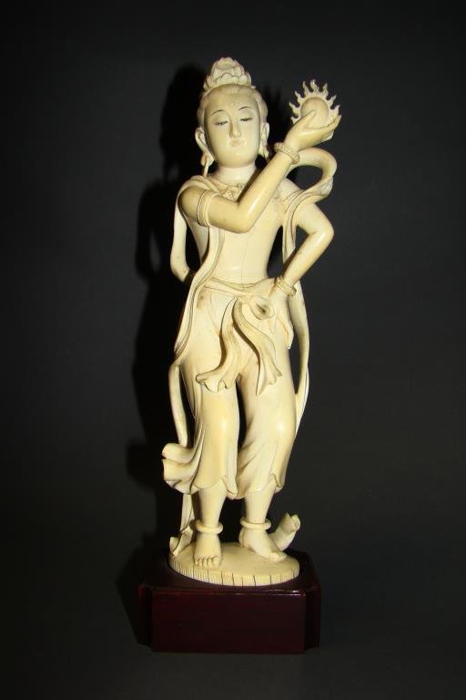 Carved Ivory Figure: 10.75"