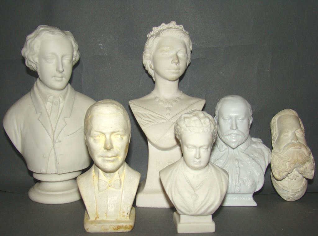 Grouping of Parian Busts: various bust of Royally Figures including Prince Albert 4" to 7.25 Condition vg/g