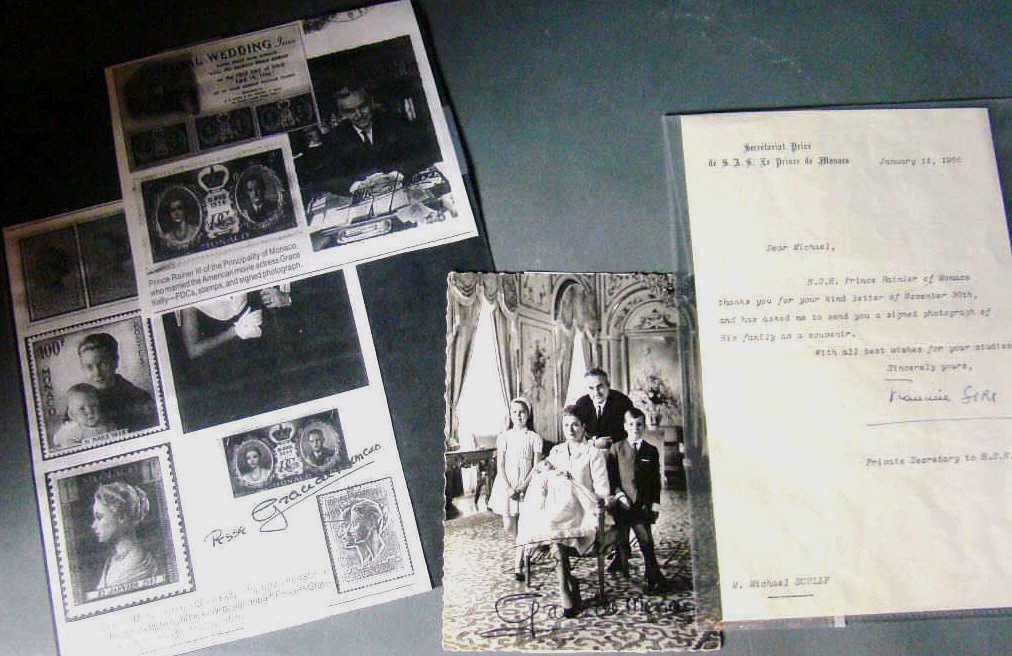 Autographed Postcard of Princess Grace and Family: along with letters and other documents Condition vg/g