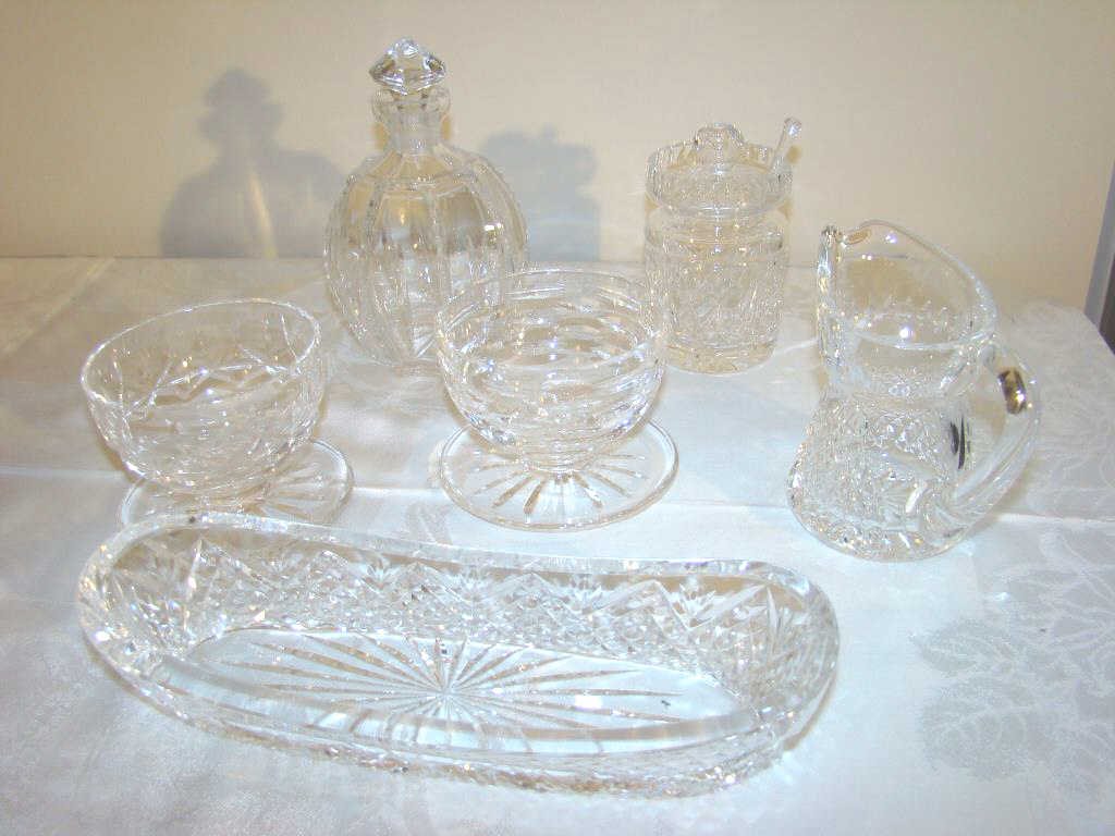 6 Pieces of Waterford Glassware: assorted lot Condition g