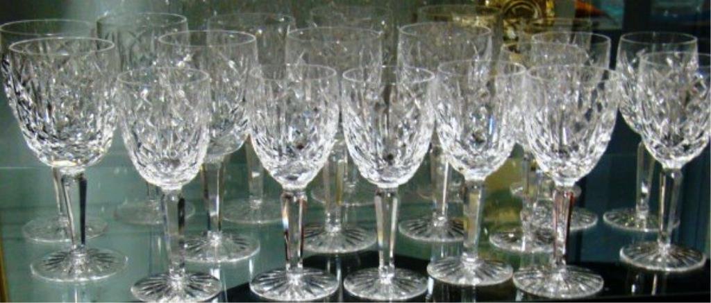 Collection of 20 Waterford Glass Stemware: lismore? balloon wine glasses, ten 6.75" and 10 ten 7" glasses Condition vg/g